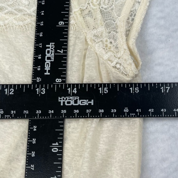 Free People Shirt Womens Small Ivory Cream Lace Blouse Short Cap Sleeves - Picture 5 of 9